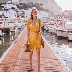 Michael Kors mustard crochet mini dress